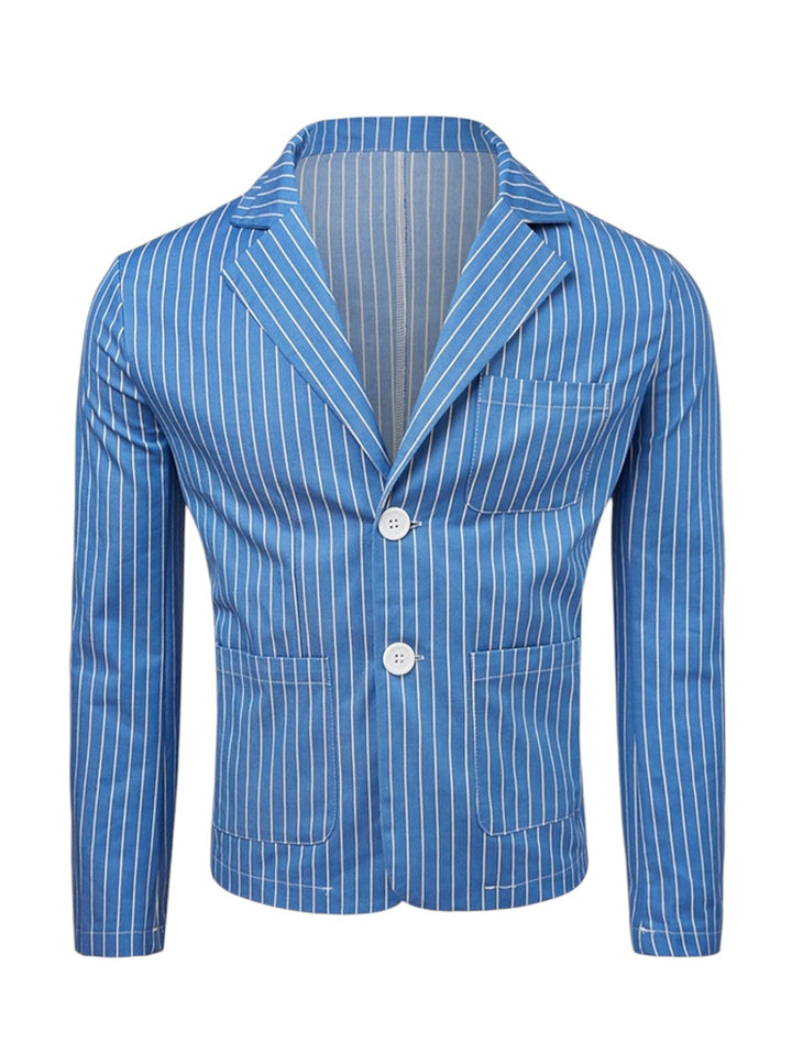 Blazer Estivo A Righe Da Uomo | Blu Reale