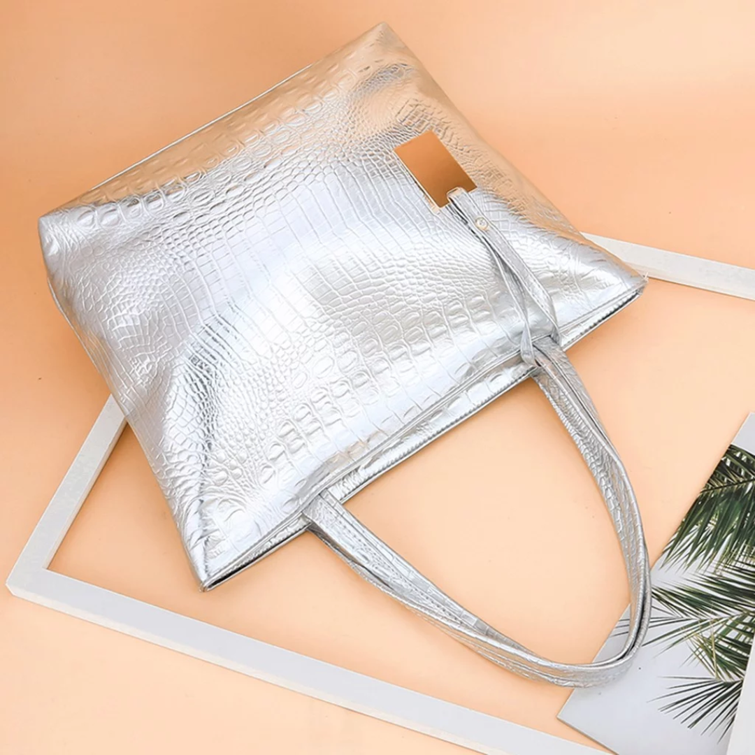 Bolso de bandolera espacioso para mujer | con estampado de cocodrilo