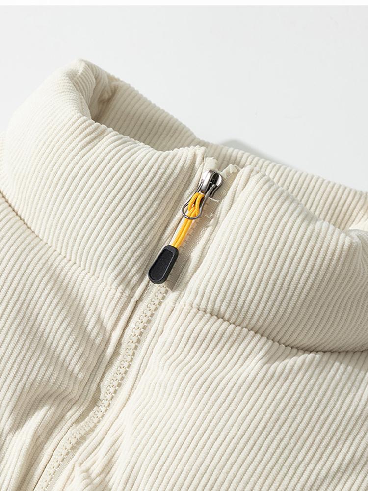 Plumón de terciopelo acanalado con cremallera para hombre | Invernal