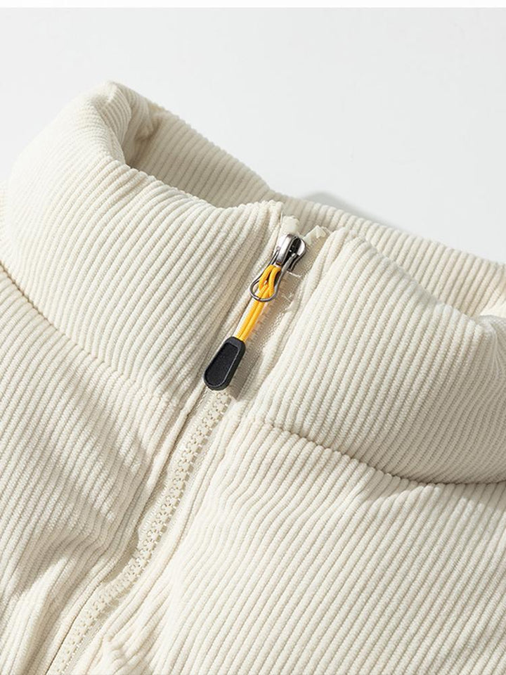 Plumón de terciopelo acanalado con cremallera para hombre | Invernal