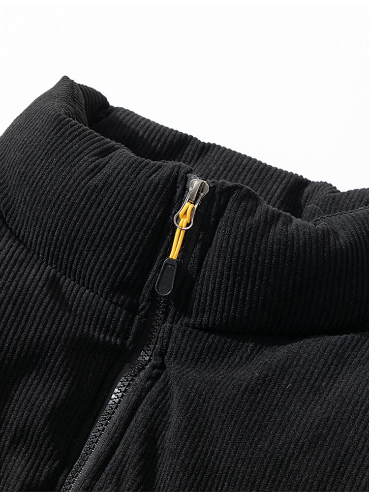 Plumón de terciopelo acanalado con cremallera para hombre | Invernal