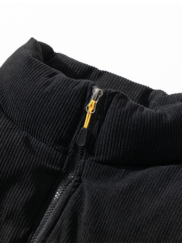 Plumón de terciopelo acanalado con cremallera para hombre | Invernal