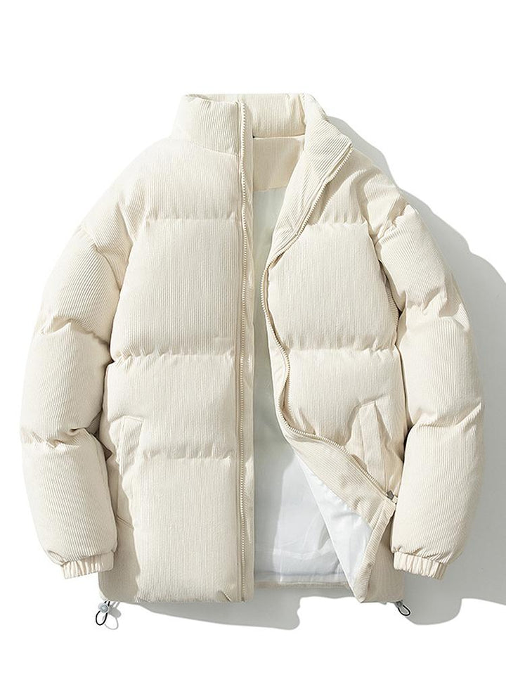 Plumón de terciopelo acanalado con cremallera para hombre | Invernal